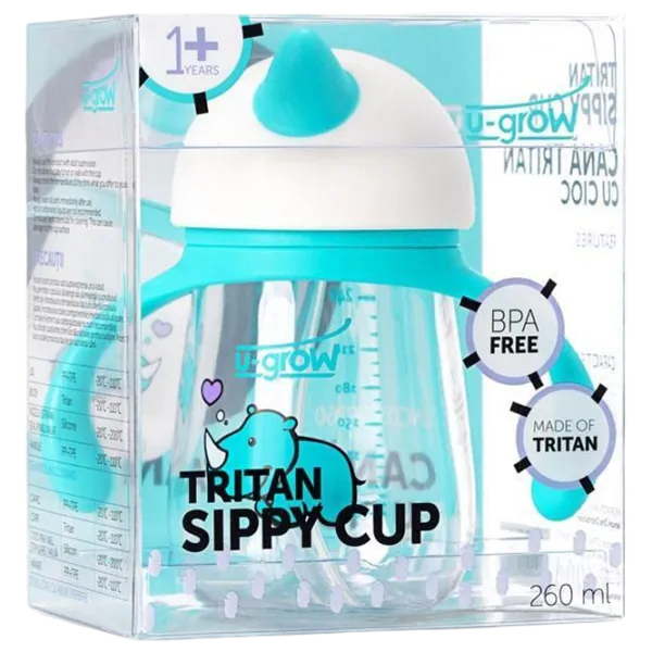 Бутылочка с соломинкой U-GROW UNC03-SIP260 0.26л 0 месяцев / Тритан / Синий photo 4