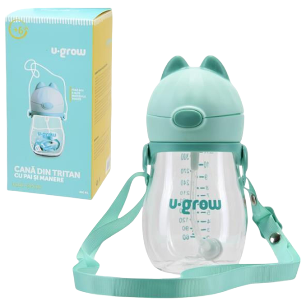 Sticluță cu pai U-GROW UG05-SIP330 0.33l 0 luni / Poliester / Green photo 5