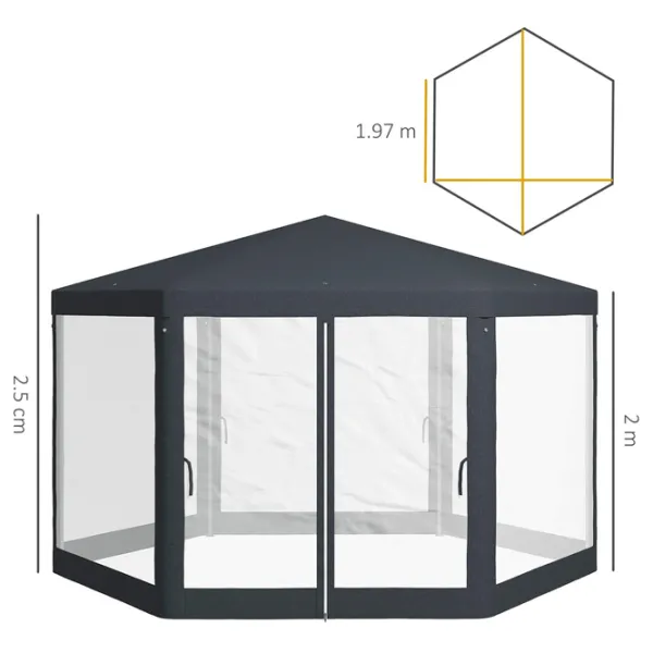 Pavilion de gradină Outsunny 84C-044 Hexagonală / Poliester photo 6