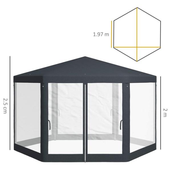 Pavilion de gradină Outsunny 84C-044 Hexagonală / Poliester photo 6