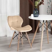 Scaun de bucătărie Sunrise C-22 Velur/ Beige Beech Wood photo 4