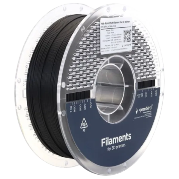 Filament Gembird 3DP-PLA1.75HY-01-BK Black photo 1