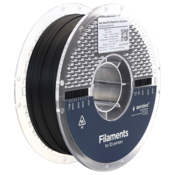 Filament Gembird 3DP-PLA1.75HY-01-BK Black photo 1