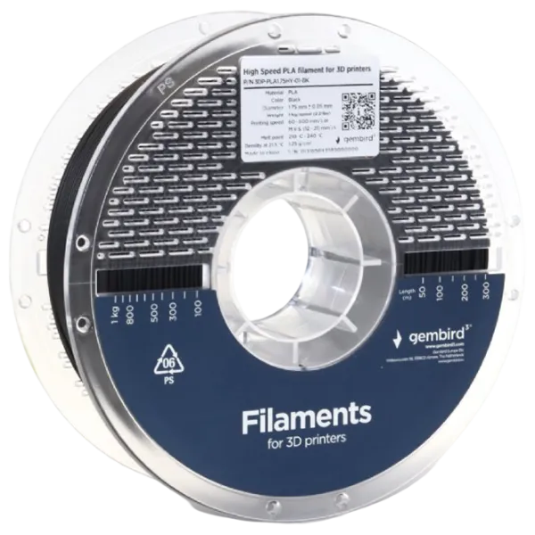 Filament Gembird 3DP-PLA1.75HY-01-BK Black photo 2