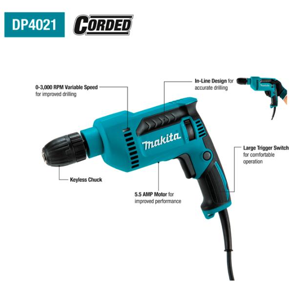 Mașină de găurit Makita DP4021 630 W / 3000 rot/min photo 2