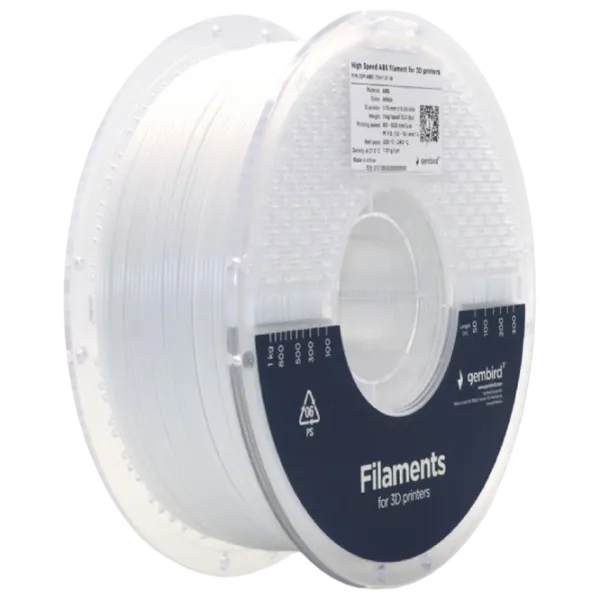 Филамент Gembird 3DP-ABS1.75HY-01-W Белый photo 1
