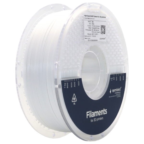 Филамент Gembird 3DP-ABS1.75HY-01-W Белый photo 1