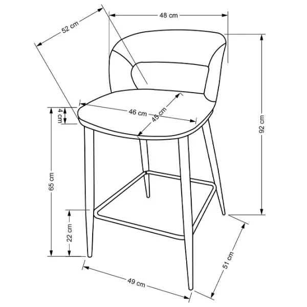 Scaun de bar AG H114 Catifea / Lemn / Grey photo 6 Scaun de bar AG H114 Catifea / Lemn / Grey photo 6