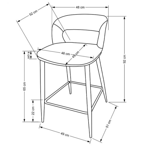 Scaun de bar AG H114 Catifea / Lemn / Grey photo 6 Scaun de bar AG H114 Catifea / Lemn / Grey photo 6