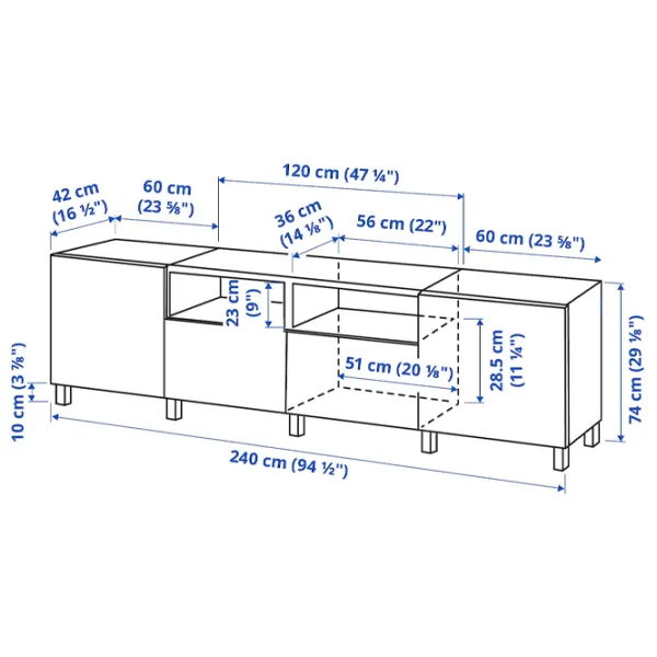 Comodă TV Ikea Besta/Mortviken/Vasterviken/Stubbarp 74 x 240 x 42 / MDF photo 7