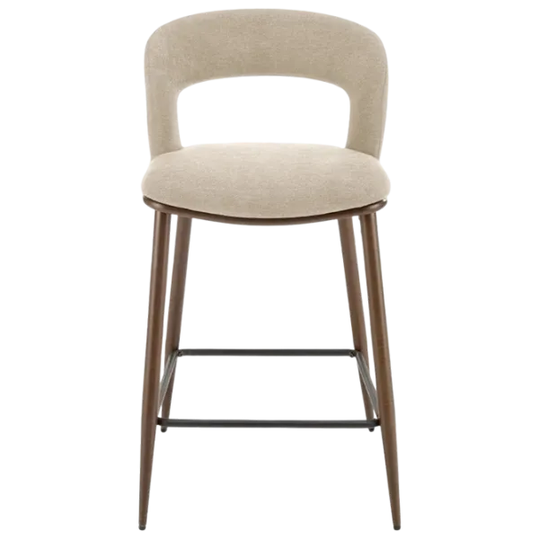 Scaun de bar AG H114 Catifea / Lemn / Beige photo 1 Scaun de bar AG H114 Catifea / Lemn / Beige photo 1