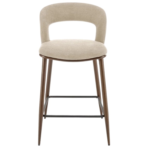 Scaun de bar AG H114 Catifea / Lemn / Beige photo 1 Scaun de bar AG H114 Catifea / Lemn / Beige photo 1