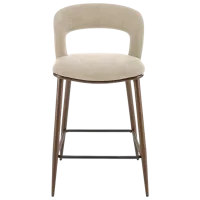 Барный стул AG H114 Бархат / Дерево / Бежевый