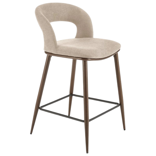 Scaun de bar AG H114 Catifea / Lemn / Beige photo 2 Scaun de bar AG H114 Catifea / Lemn / Beige photo 2