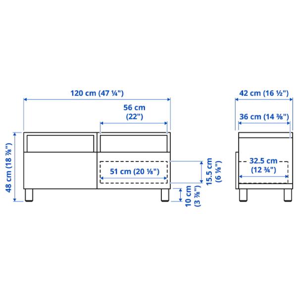 Comodă TV Ikea Besta/Bjorkoviken/Stubbarp 48 x 120 x 42 / PAL photo 9