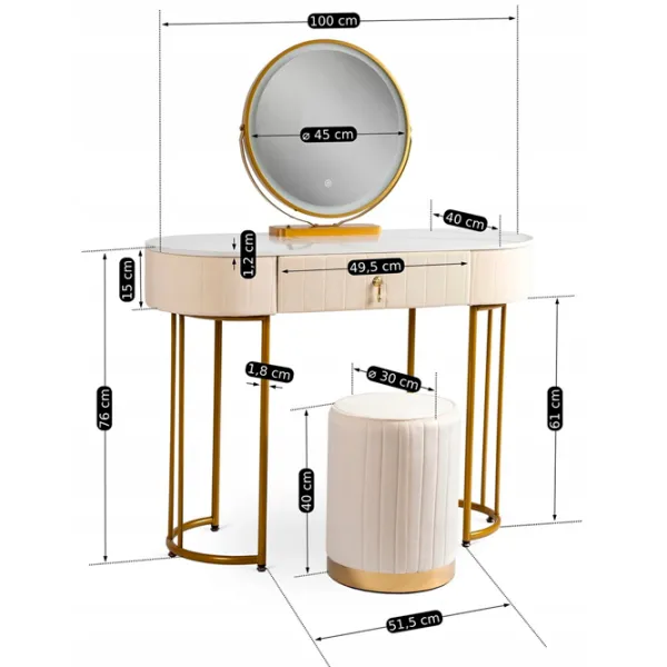 Masă de toaletă Mebel Elite Ashley Metal / Gold photo 3