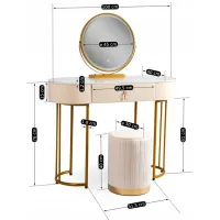 Masă de toaletă Mebel Elite Ashley Metal / Gold photo 3
