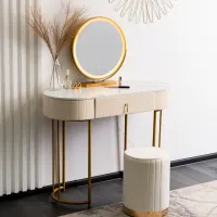 Masă de toaletă Mebel Elite Ashley Metal / Gold photo 4