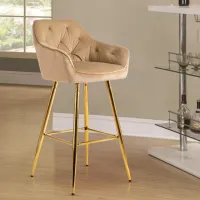 Барный стул Mebel Elite Salem Бархат / Дерево / Бежевый photo 5