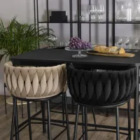 Барный стул Mebel Elite Flores Бархат / Дерево / Черный photo 13