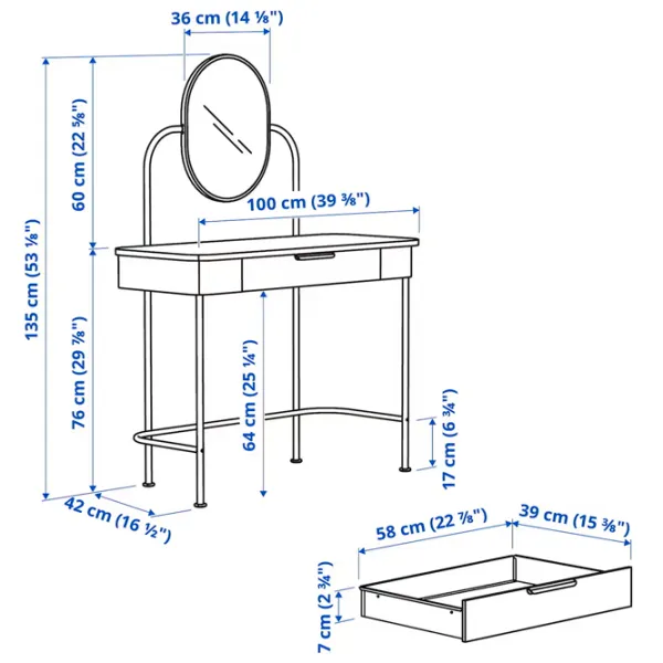 Masă de toaletă Ikea Grafjallet PAL / Antracit photo 6 Masă de toaletă Ikea Grafjallet PAL / Antracit photo 6