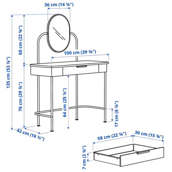Masă de toaletă Ikea Grafjallet PAL / Antracit photo 6 Masă de toaletă Ikea Grafjallet PAL / Antracit photo 6