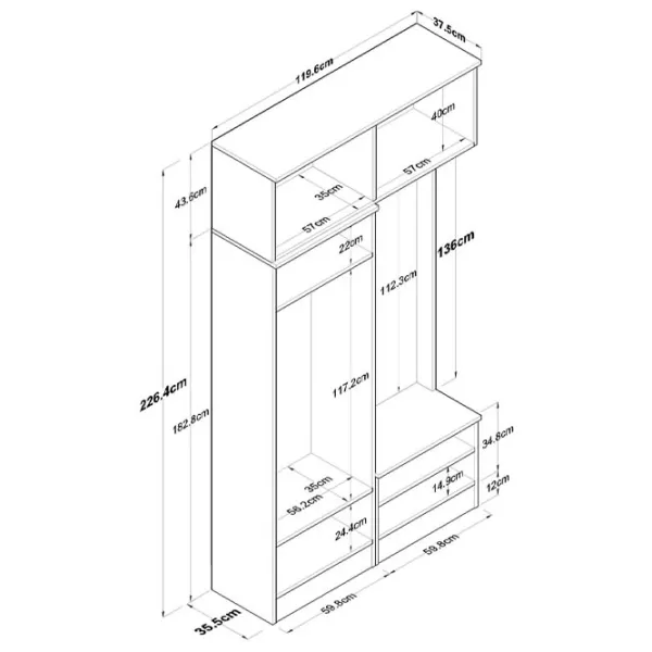 Dulap pentru antreu Mirage Meble EA145 LPAL / White photo 9