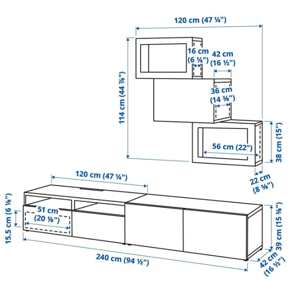 Гостиная Ikea Besta/Lappviken Модульная / Серый photo 7