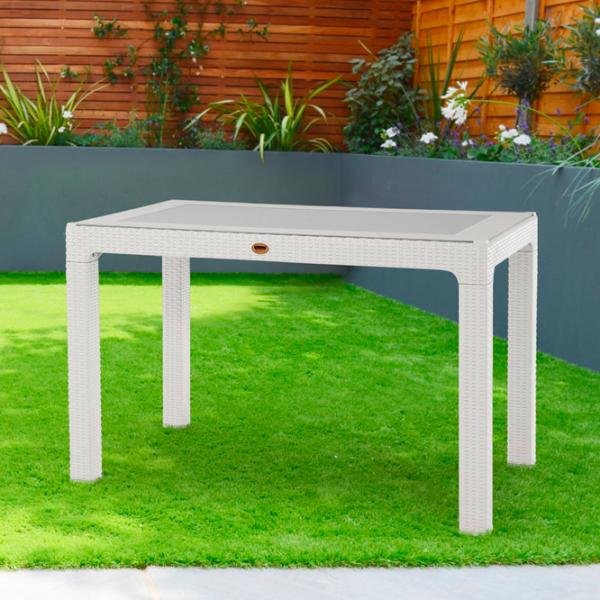 Masă de grădină Heniver Rattan Table Nepliabil / White White photo 2