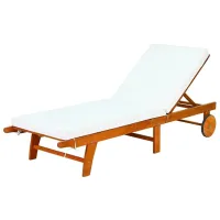 Шезлонг Costway OP70346 Дерево / Ткань / Коричневый White