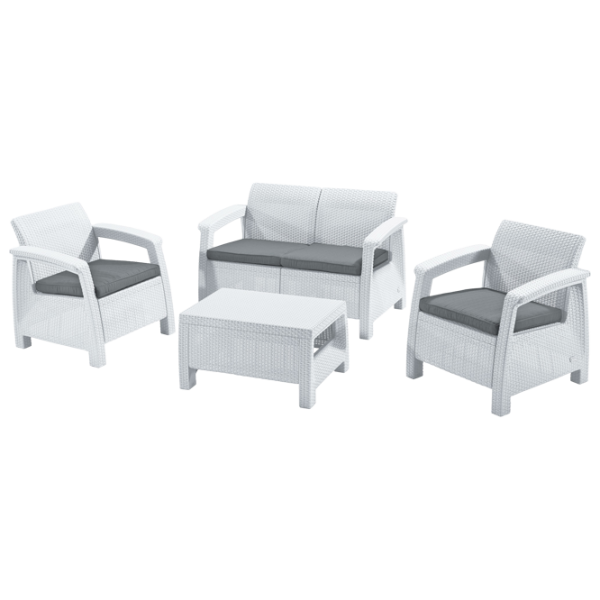 Set mobilă grădină Heniver Novara 2+1+1+T Polipropilenă / Plastic / Polipropilenă / White photo 1