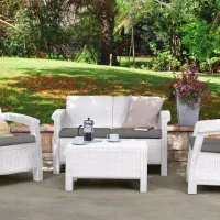 Set mobilă grădină Heniver Novara 2+1+1+T Polipropilenă / Plastic / Polipropilenă / White photo 3