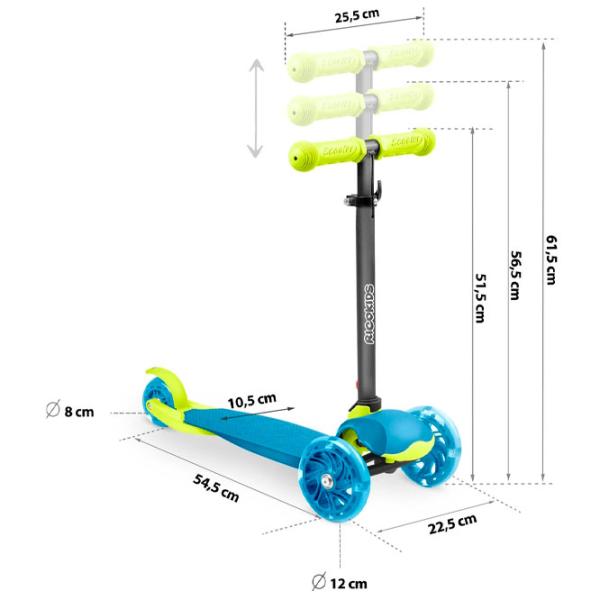 Trotinetă pentru copii cu trei roți Ricokids Loco (5642268) 25 kg/ Blue photo 6