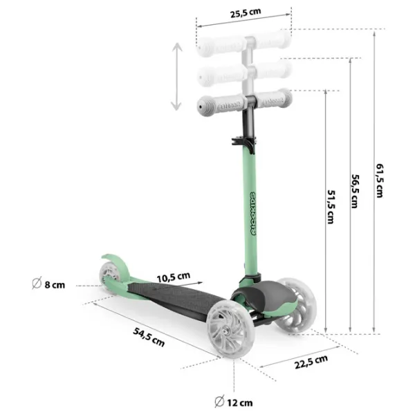 Trotinetă pentru copii cu trei roți Ricokids Loco (5642275) 25 kg/ Green photo 9