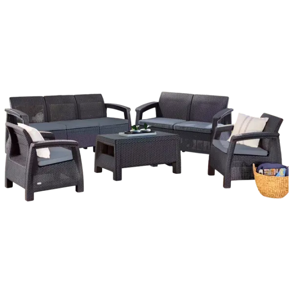 Set mobilă grădină Heniver Novara 3+1+1+T Polipropilenă / Plastic / Polipropilenă / Anthracite photo 1