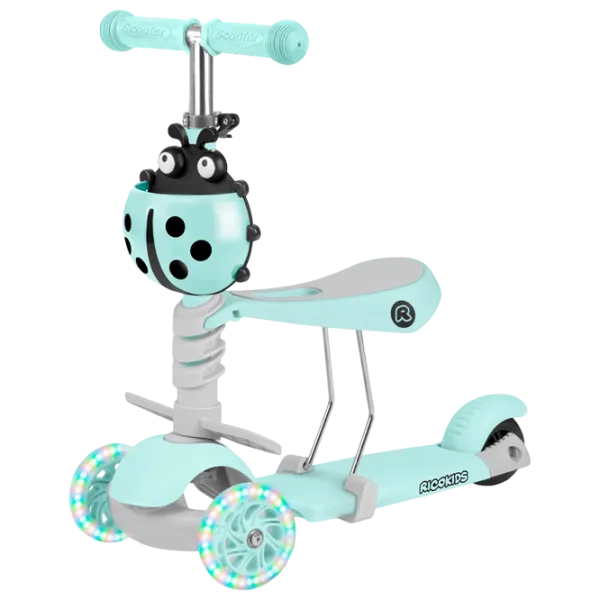 Trotinetă pentru copii cu trei roți Ricokids Buggy (5642234) 30 kg/ Mint photo 1