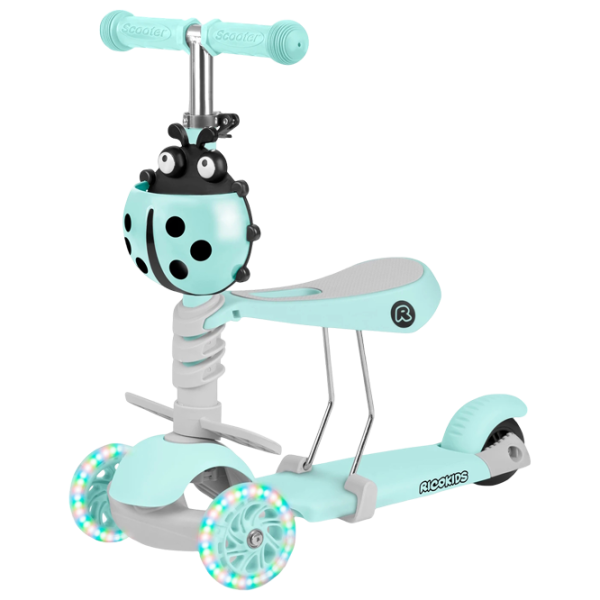 Trotinetă pentru copii cu trei roți Ricokids Buggy (5642234) 30 kg/ Mint photo 1
