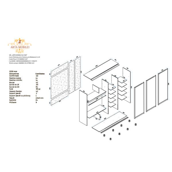 Dulap Arta Mobilei Armadio 222 x 60 x 230 / Pal Kronospan / Antracite photo 3