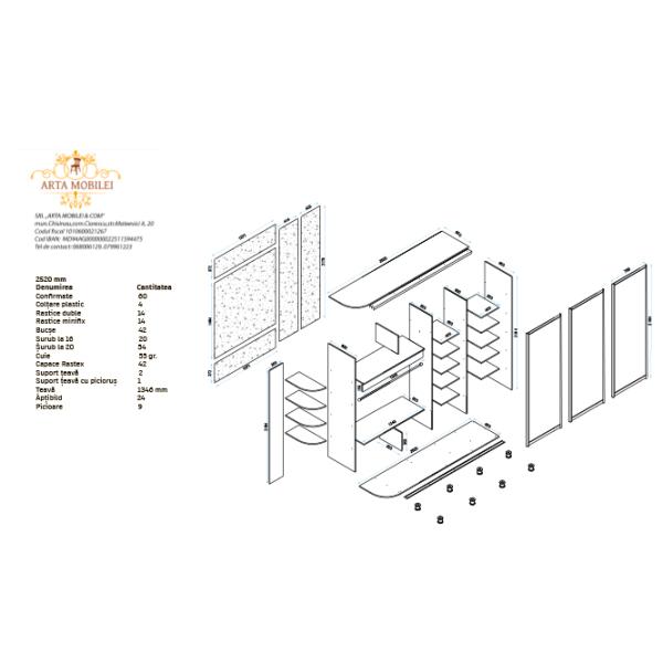 Шкаф Arta Mobilei Armadio 252 x 60см x 230 / ДСП Кронспан / Антрацит photo 3