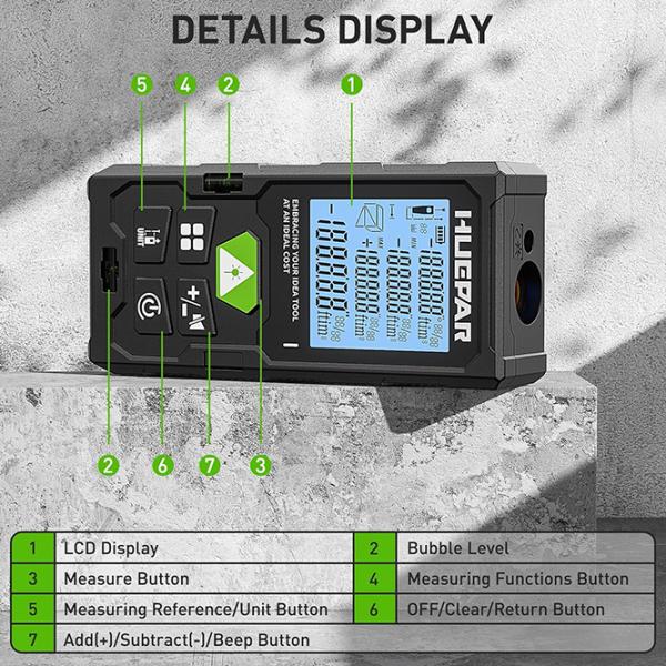 Телеметр Huepar DM-LM100 Батарея / 1 мВт photo 8