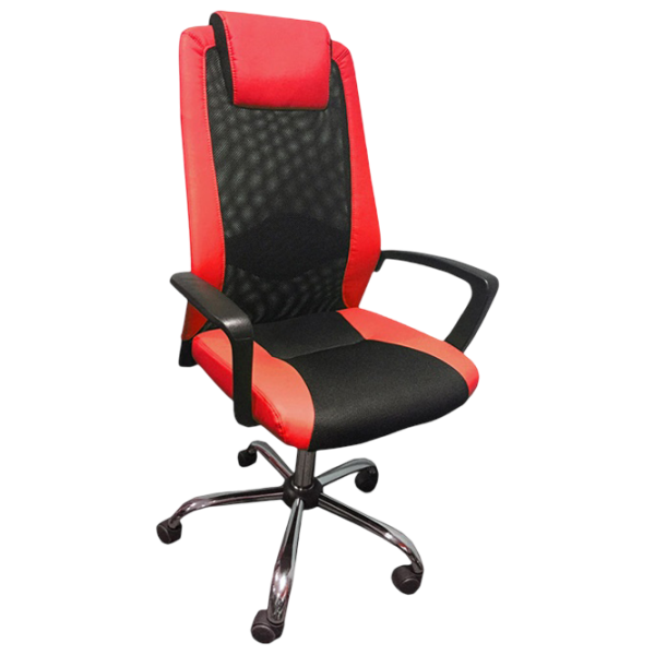 Fotoliu de birou ART Dakar Plus  Plasă acrilică, piele artificială/ Red Black photo 1