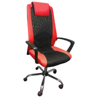 Fotoliu de birou ART Dakar Plus  Plasă acrilică, piele artificială/ Red Black