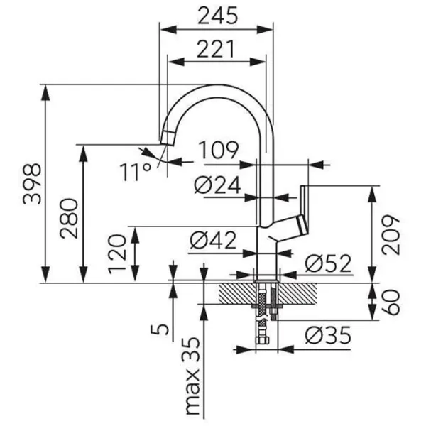 Baterie pentru bucătărie Ferro BCU4 Mono comandă / Pivotantă / Alamă / Inox photo 2 Baterie pentru bucătărie Ferro BCU4 Mono comandă / Pivotantă / Alamă / Inox photo 2