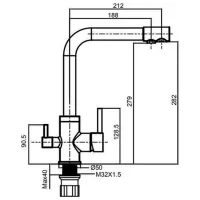 Baterie pentru bucătărie Creavit DW8700 Mono comandă / Pivotantă / Alamă / Inox photo 2