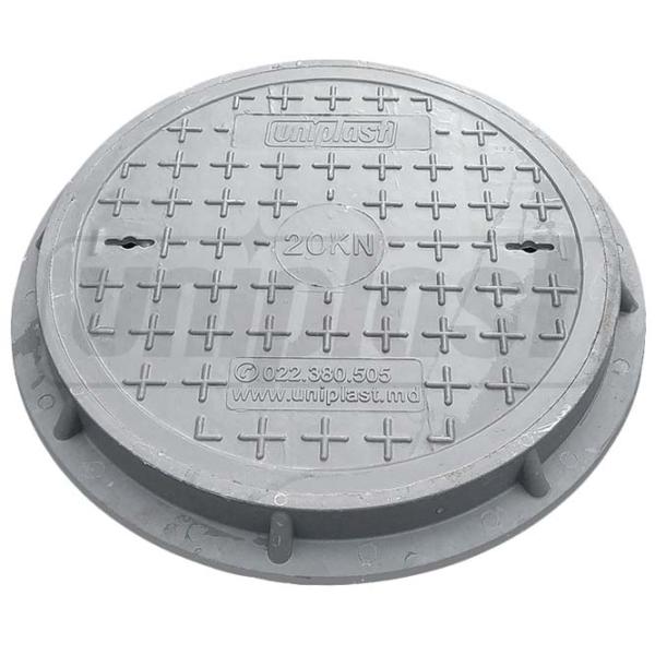 Capac canalizare Uniplast D.600x30 Gray / Compozit photo 1