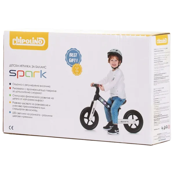 Bicicletă fără pedale Chipolino Spark 12"  Oțel / Black White photo 5 Bicicletă fără pedale Chipolino Spark 12"  Oțel / Black White photo 5