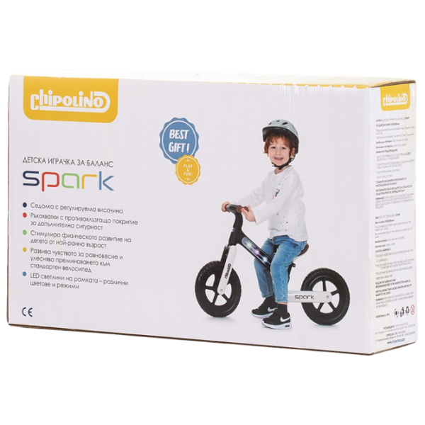 Bicicletă fără pedale Chipolino Spark 12"  Oțel / Black White photo 5 Bicicletă fără pedale Chipolino Spark 12"  Oțel / Black White photo 5