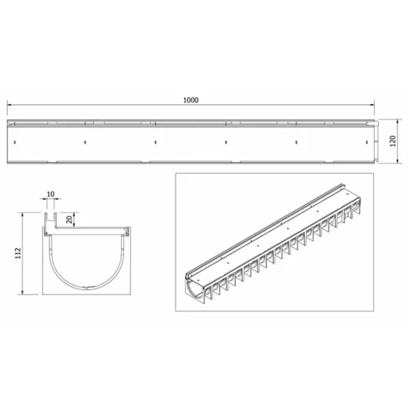 Grătar de canalizare MUFLESYSTEM SlotTop Gray / Oțel photo 4