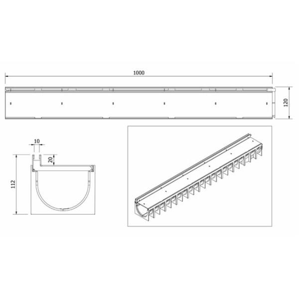 Grătar de canalizare MUFLESYSTEM SlotTop Gray / Oțel photo 4