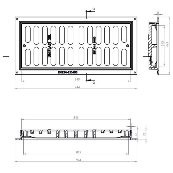 Канализационная решетка Uniplast 16034T Черный / Cталь photo 2
